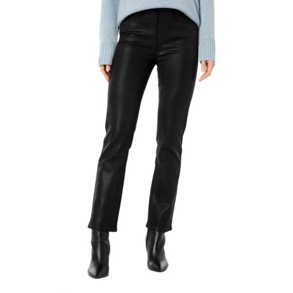 Paige - Cindy High Rise Straight Leg Luxe Coated Denim Jean